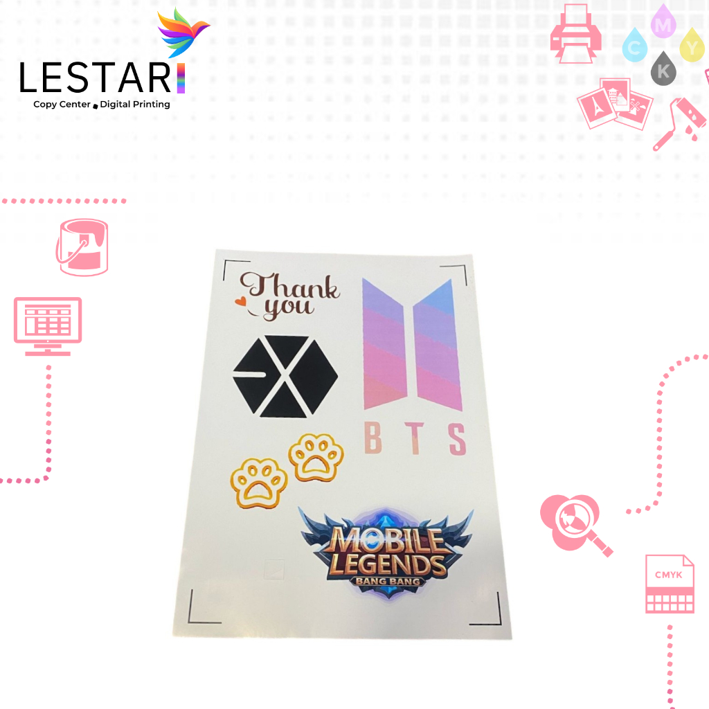 

CETAK STICKER CUSTOM HOLOGRAM, SILVER/GOLD, VINYL, DOFF, TRANSPARANT, SUPER WHITE + CUTTING KISS CUT