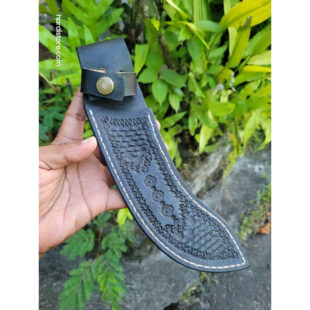 Sarung Pisau Untuk Skinning/Seset Kulit model Bullnose 15 cm Bahan Kulit Sapi Asli