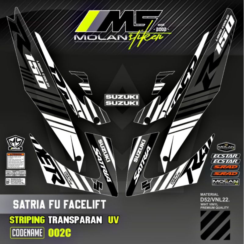 Decal Sticker Striping Variasi Transparan Uv Satria Fu Facelift Raider R 150 Suzuki Satria Fu 150 20