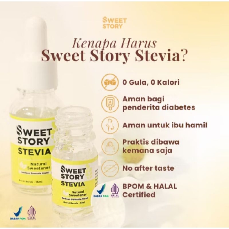 

Sweet Story Stevia Cair 15 ml - Pemanis Alami Pengganti Gula 0 Kalori 0 Gula