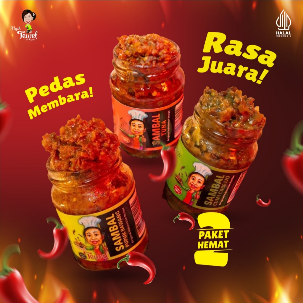 

NYAH TEWEL - Paket Top 3 Rekomendasi Sambal Cumi Cabe Ijo, Sambal Tuna, Sambal Pupuk Bawang