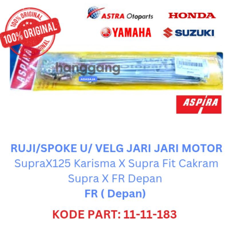 Ruji Spoke Jari Jari Motor Bebek SupraX125 Karisma X Supra Fit Cakram Supra X FR Depan Ori Aspira 11