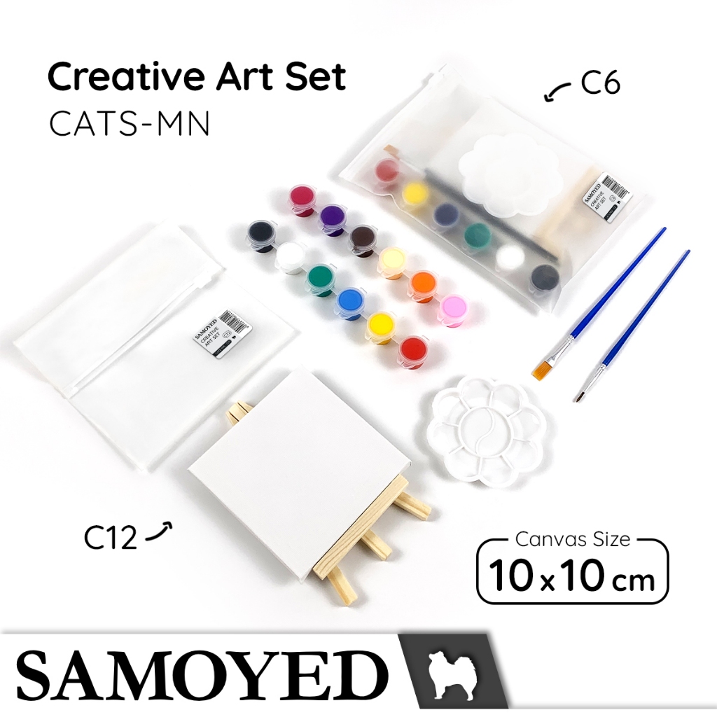 

Set / Paket Alat Lukis Kecil Lengkap / Cat Akrilik / Kanvas / Easel / Kuas / Palet / Acrylic Paint / Canvas / Easel / Brush / Palette / Mini Creative Painting / Art Set / Kit Samoyed CATS-MN