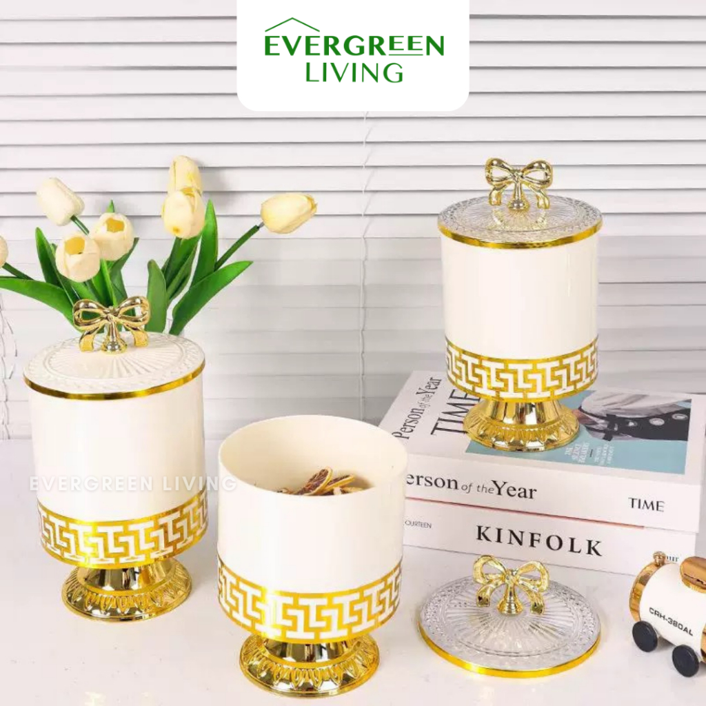 EVERGREEN Toples Pita Set 3 Pcs Putih Transparan Kue Kering Basah Permen Snack Biskuit Estetik Aesth