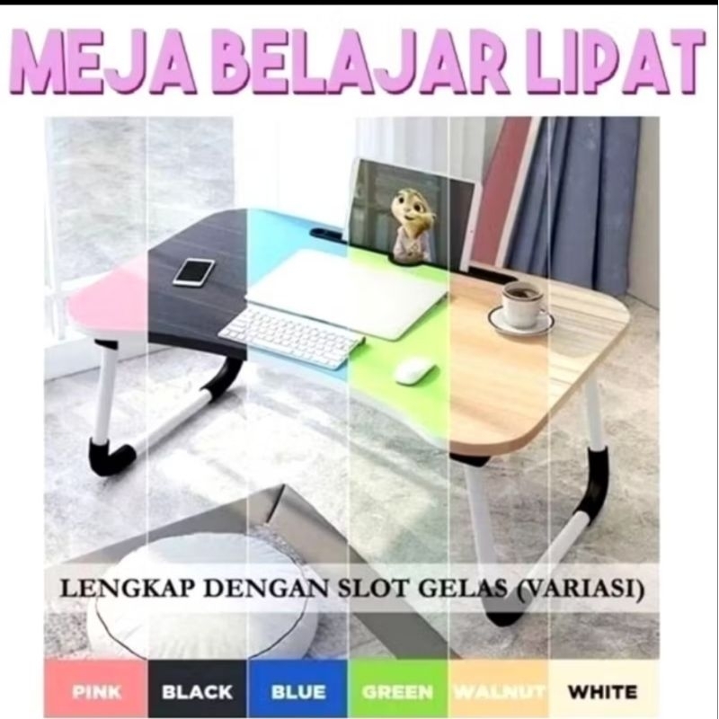 Meja Lipat Laptop Serbaguna Besar Polos/Meja Belajar Portabel/Meja Laptop duduk murah/Meja Belajar L