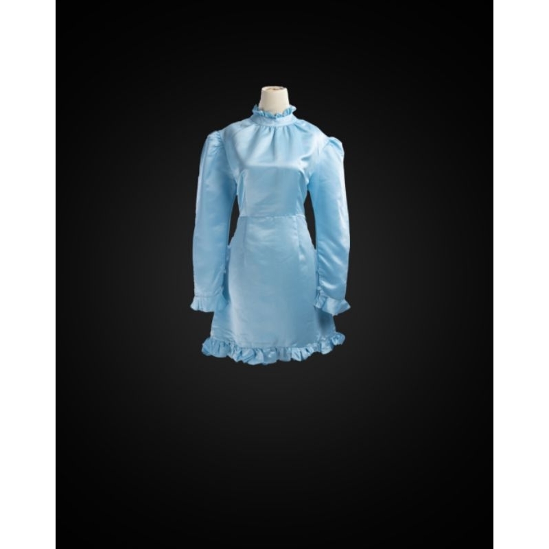 Blue sky dress satin | Korean style | Best seller -Real pict | Baju pesta/bridesmaid/kasual/formal