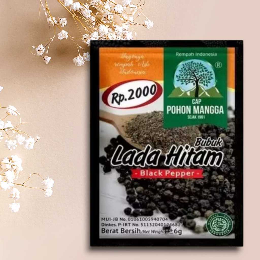 

Pohon Mangga Bumbu Lada Hitam Blackpepper Bubuk 6 GR Halal