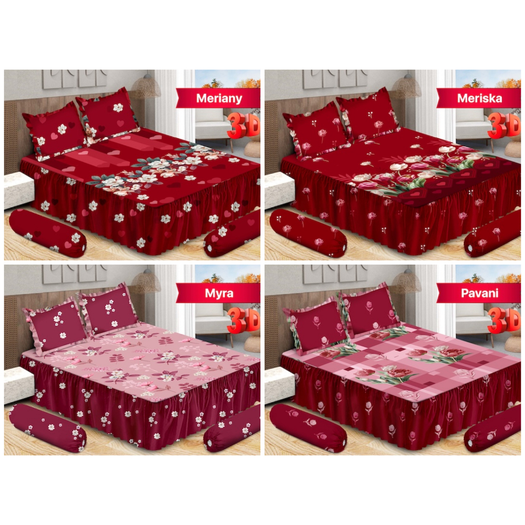 Sprei Bonita Rumbai / Rimple Size 180 x 200 ( 6 kaki ) Motif bunga 2