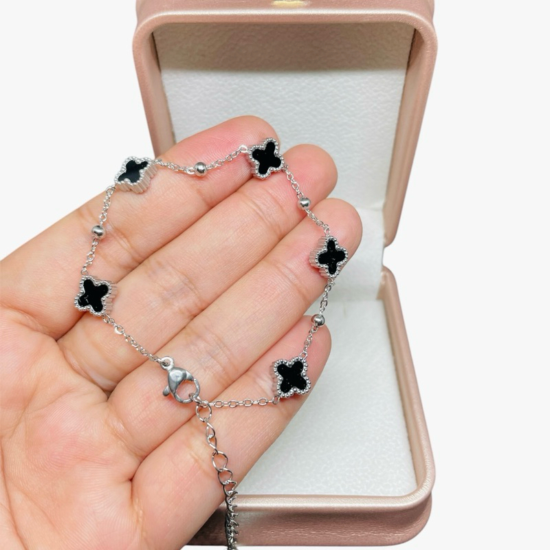 Gelang titanium vancleef putih