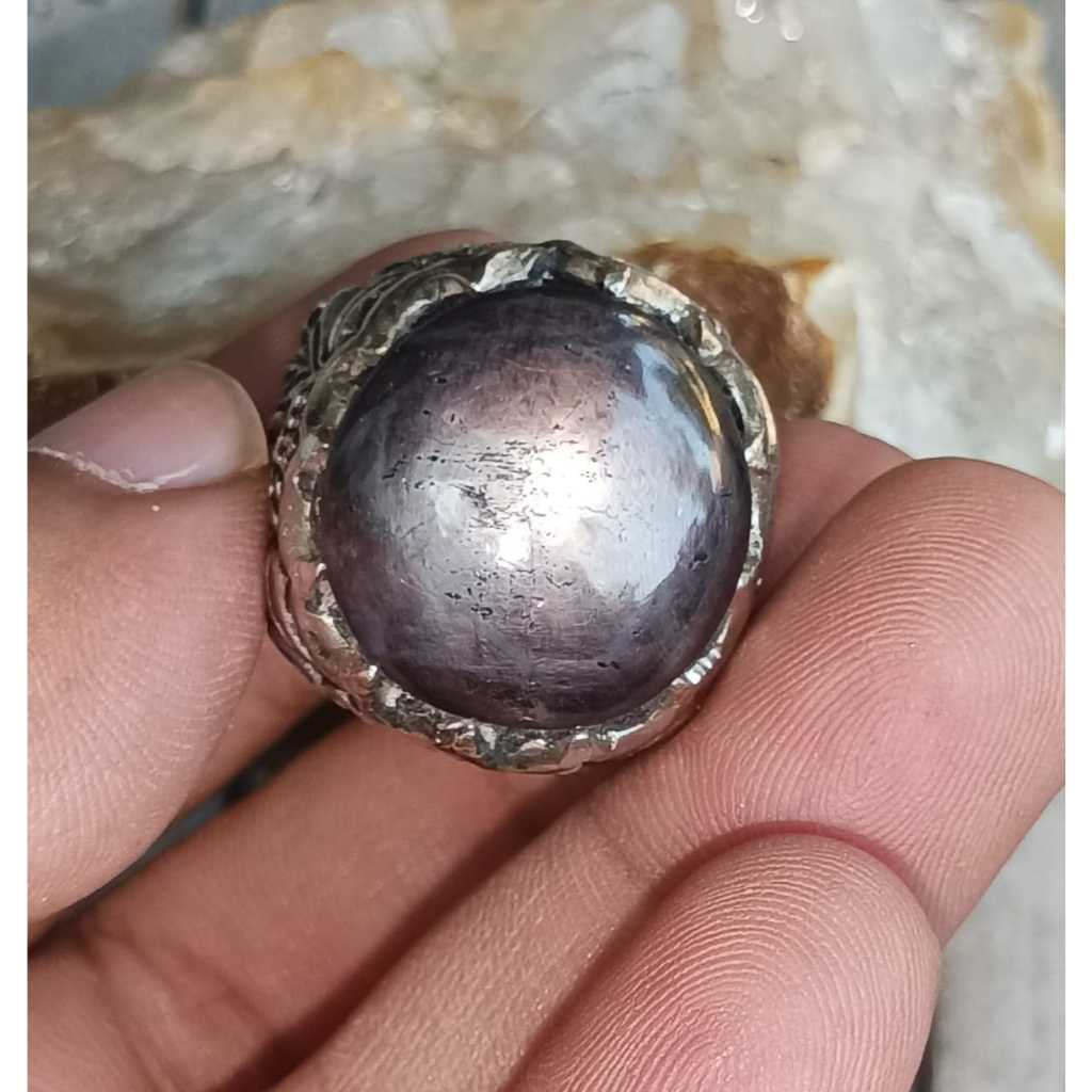 Natural Ruby Star Gondola Big Size Ring Alpaka Ukir Unik