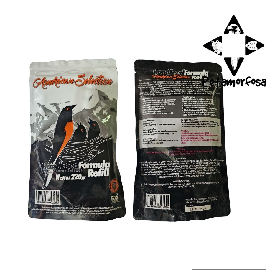 AMS AMERICAN SELECTION 220gr HANDFEED FORMULA Pakan Voer Lolohan Burung Murai