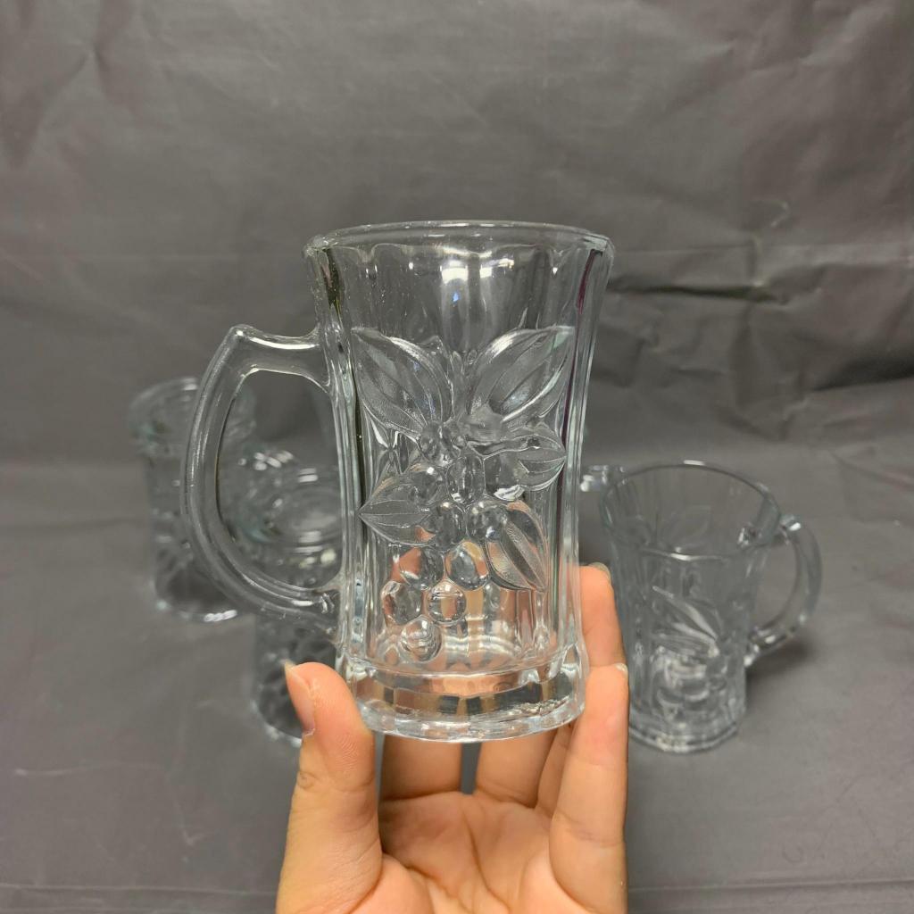 6 PCS Gelas Kaca Gagang MMG 7 / Gelas Kaca Air Minum / Gelas Kaca Lusinan