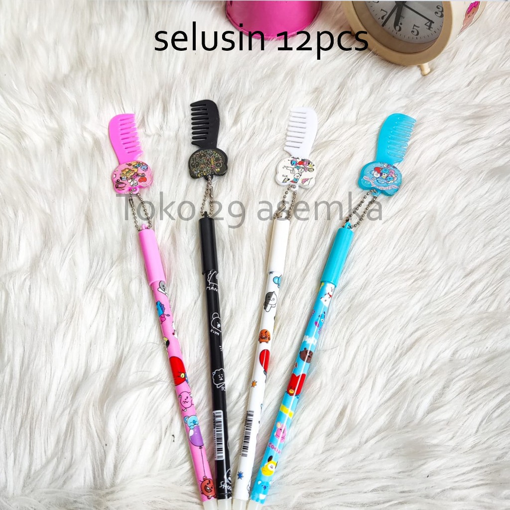 

12PCS-SELUSIN PULPEN GANTUNGAN SISIR BT FAMILY PEN PENA BOLPEN BOLPOIN LUCU ALAT TULIS SEKOLAH