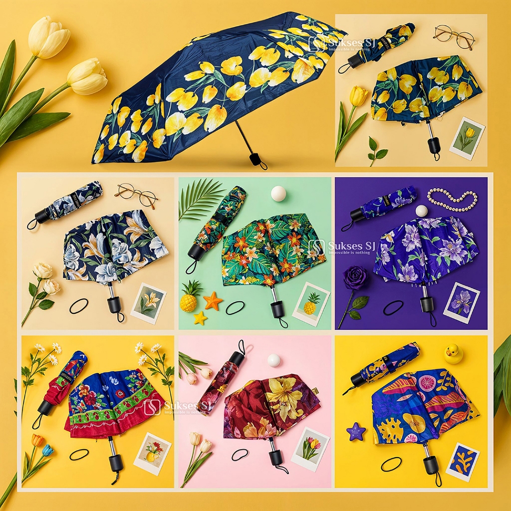 Payung Lipat Bunga Motif Baru / Payung Lipat Murah motif Bunga