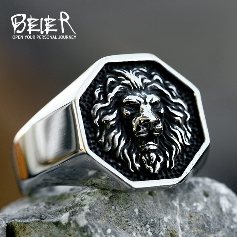 Cincin Singa Segi 8 Beier Stainless Premium / Aksesoris Fashion Cincin Stainless Murah Bagus Untuk C