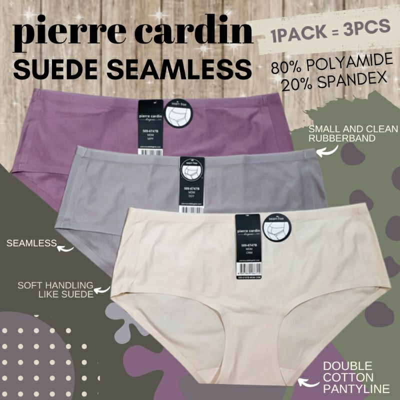 pierre cardin suede seamless panty pack/celana dalam wanita branded murah