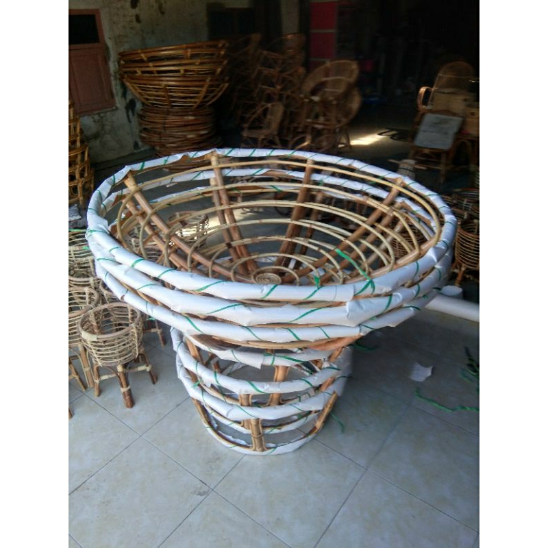 Kursi Santai/ Papasan Bulat/ Kursi Rotan besar 115 cm/ Rotan sudah mengkilap