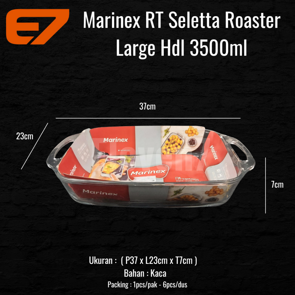Marinex Selectta Rectangle Oven Baking Tray/Baking Dish - Loyang Kaca - 3500ml