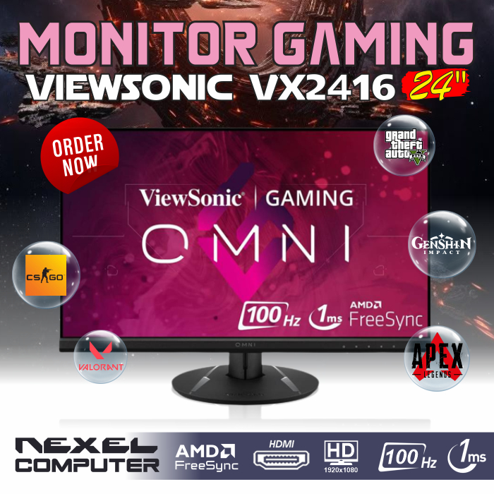 Monitor Gaming VIEWSONIC VX2416 24" IPS 1080p 100Hz 1ms