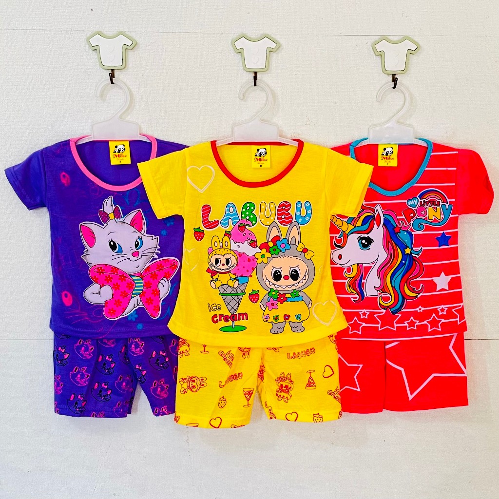 Setelan 3 Pasang Baju Anak Perempuan 3 Bulan - 5 Tahun, Motif Lucu & Murah / Baju Set Anak Perempuan