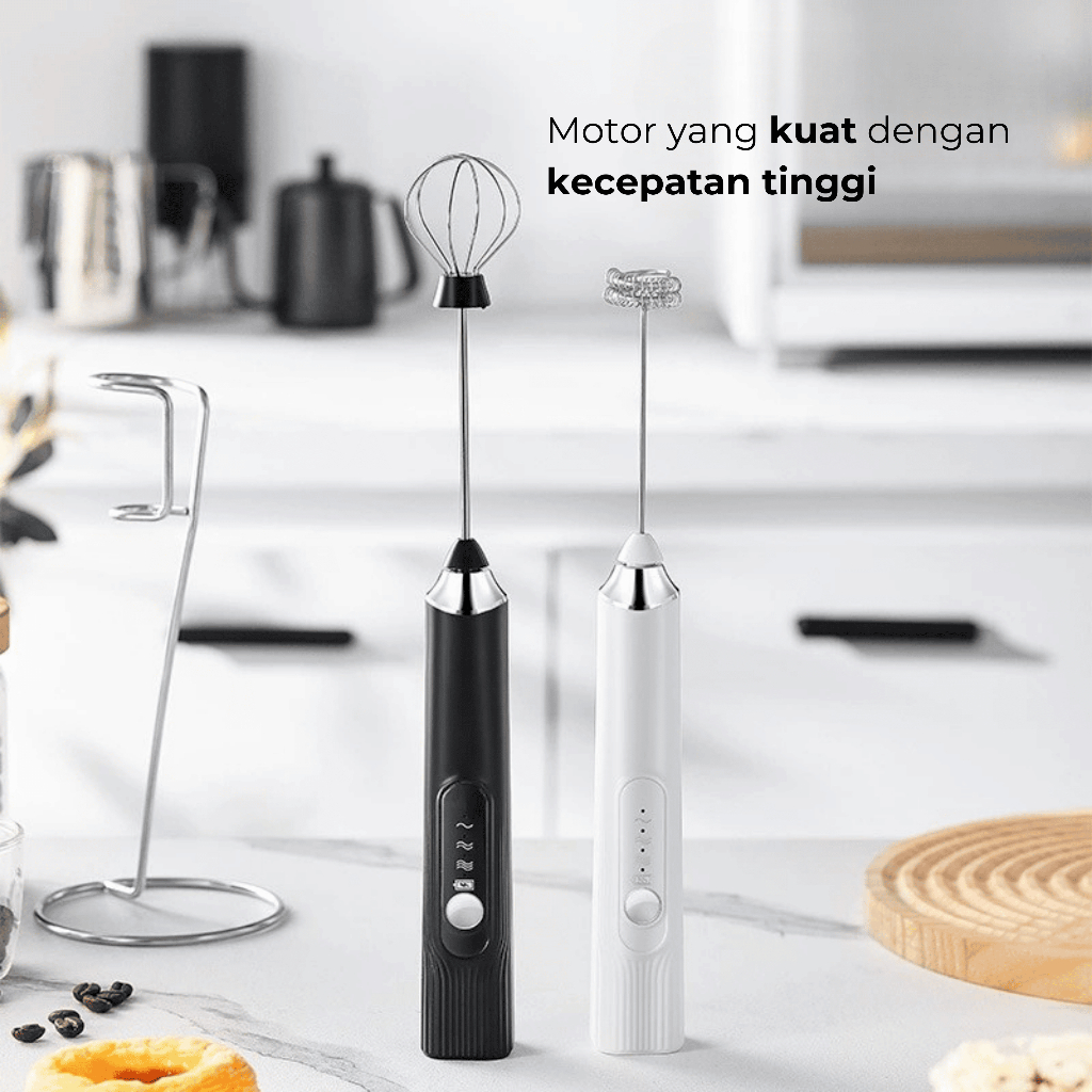 hgf HOMETECH Hand Mixer Listrik Pengaduk Minuman Kopi/Telur Milk Frother Electric Portable