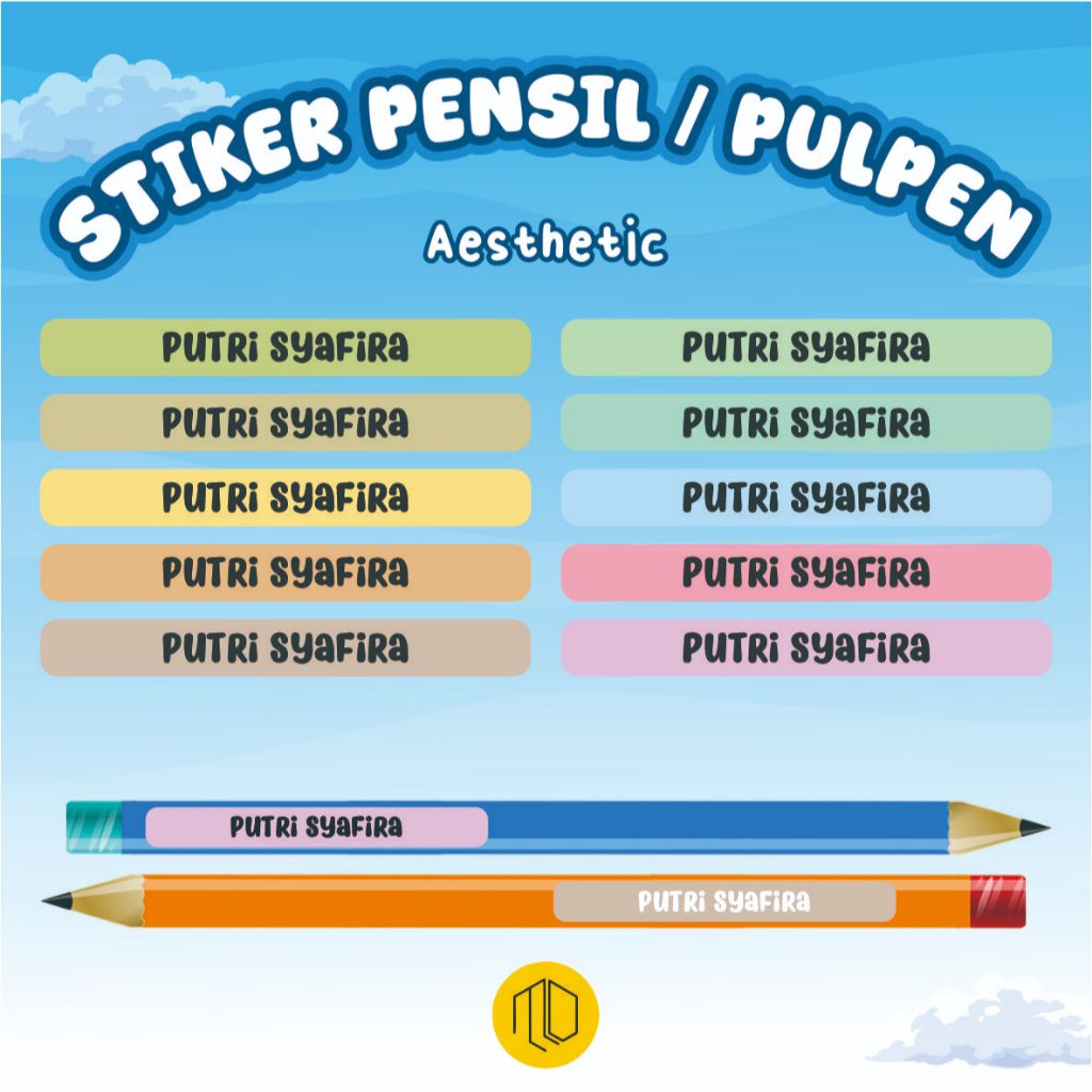 

(ISI 50 PCS) STIKER PENSIL CUSTOM NAMA / STIKER LABEL NAMA CUSTOM / STIKER PULPEN BOLLPOINT CUSTOM NAMA / LABEL NAMA ANAK WATERPROOF TAHAN AIR /