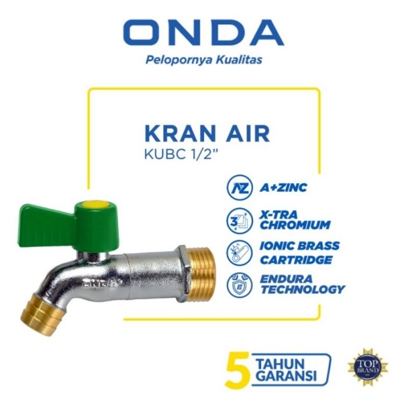 Kran Air Kran Tembok ONDA KUBC 1/2" 3/4" Taman Plastik Hijau
