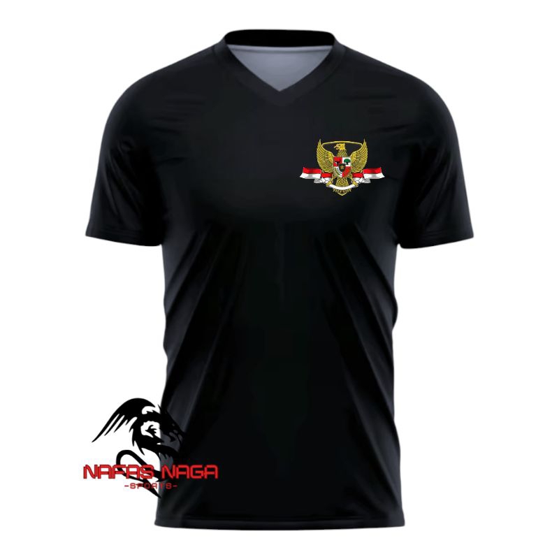 Kaos Olahraga Logo GARUDA PANCASILA Bendera Merah Putih Deep V Drifit
