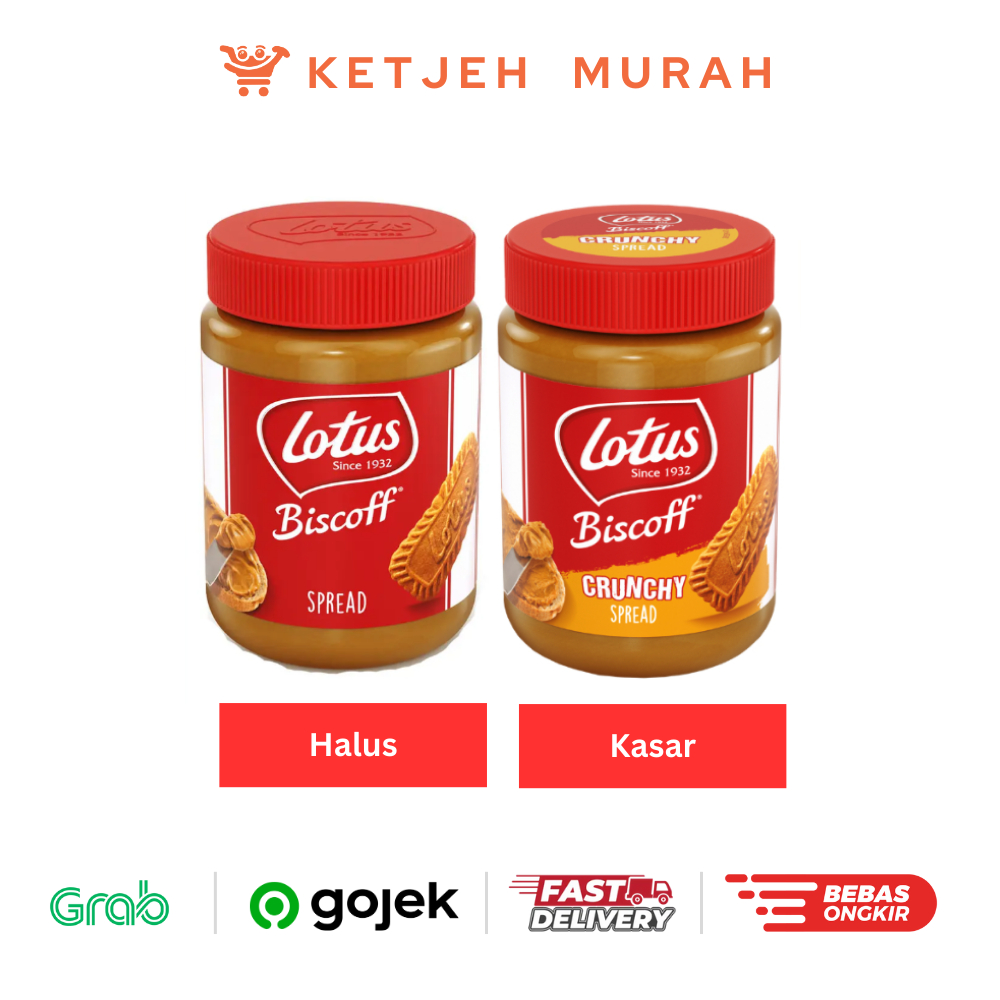 

Lotus Biscoff Selai Halus Spread Smooth Original 400 Gram / Selai Kasar Spread Crunchy 380 Gram