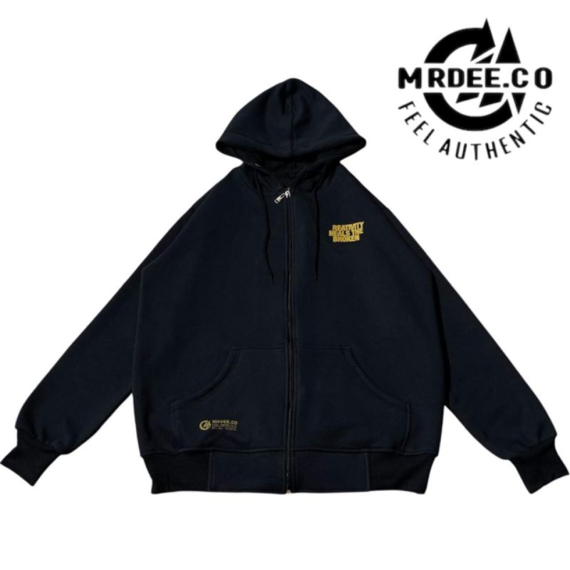 SWEATER HOODIE ZIPPER JAMINAN 100% ORIGINAL MR DEE 100% COTTON FLECEE PREMIUM TEBAL GRAMASI 280 UNIS