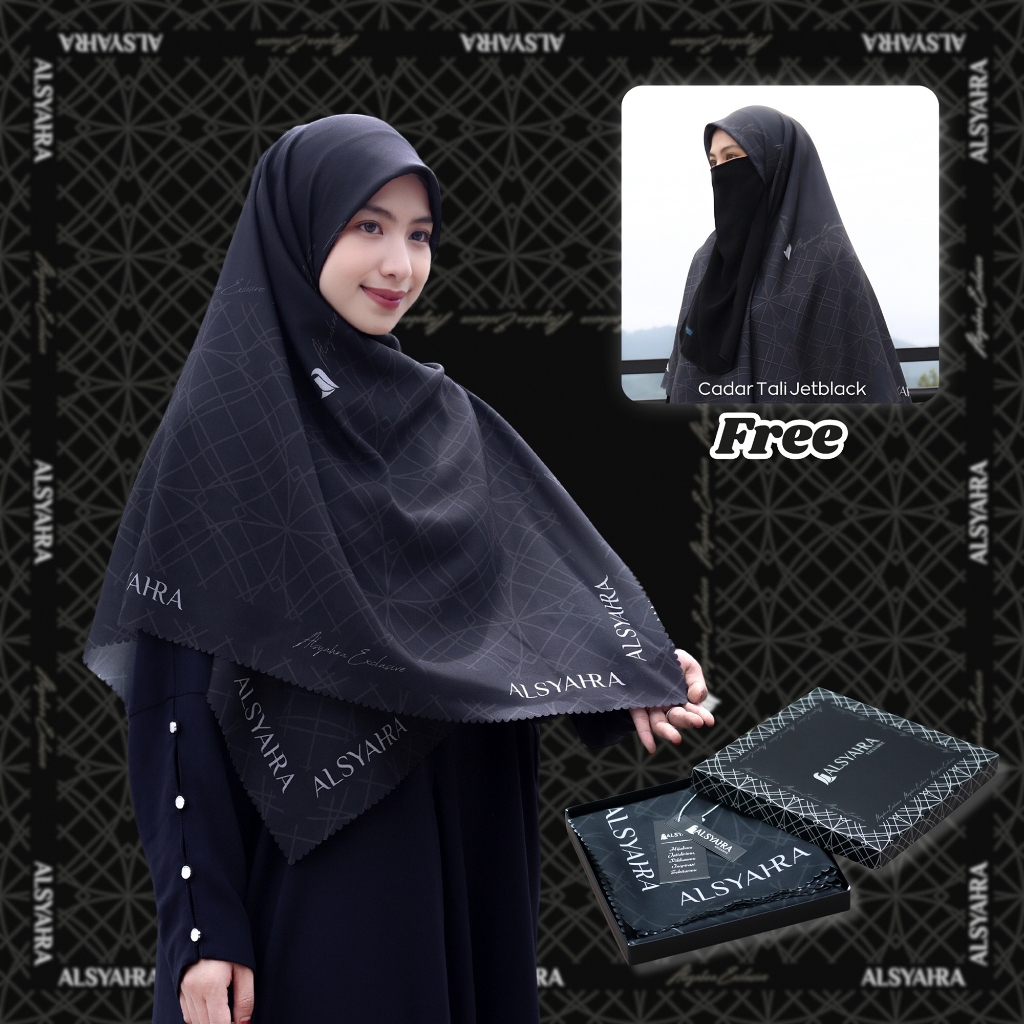 Hijab Square Aswad Luxe Voile Premium Alsyahra Exclusive