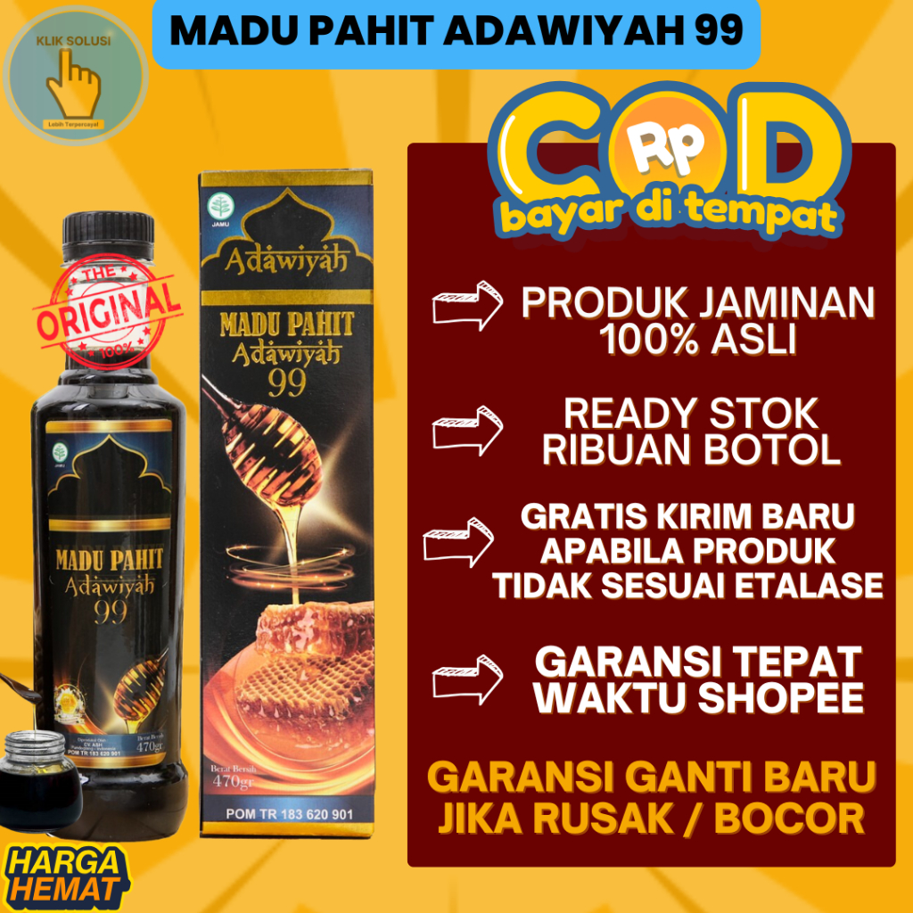 

Klik Solusi Madu Hitam Pahit Adawiyah 99 Original Plus Propolis habatussauda 470 Gram