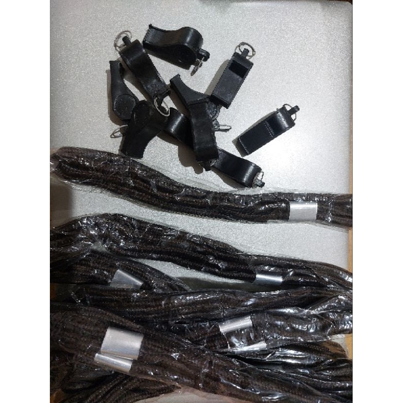 SET TALI KUR DAN PLUIT POLISI WARNA COKLAT