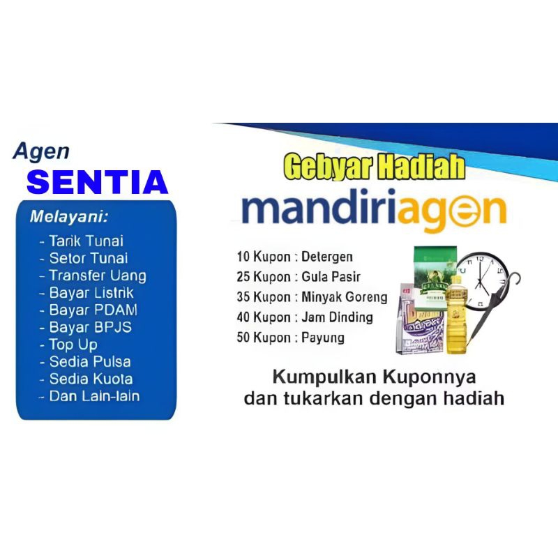 

(ISI 100 PCS) CETAK KUPON AGEN MANDIRI CUSTOM NAMA