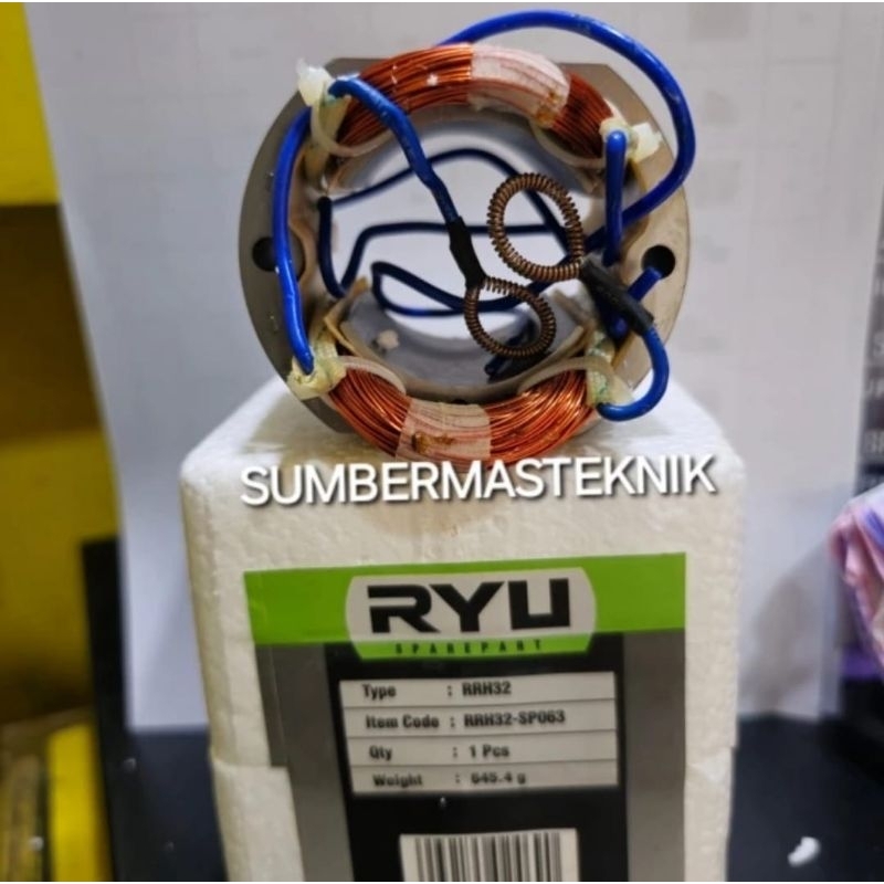 STATOR RYU RRH32 BANTALAN GULUNGAN MESIN BOR BOBOK RYU RRH 32 ORIGINAL RYU