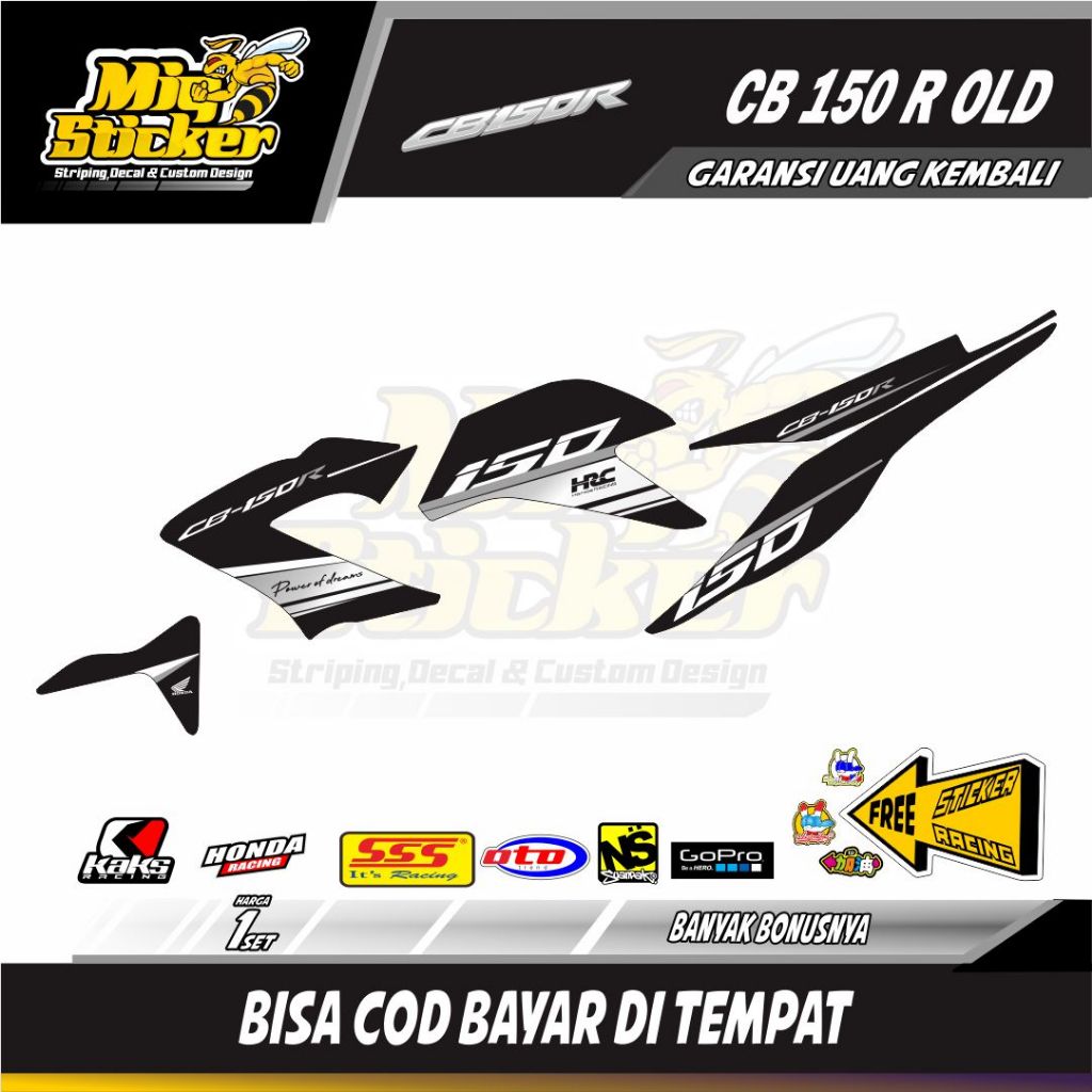 Sticker STRIPPING Honda CB 150 R OLD Desain Racelinght BLACK Terbaru