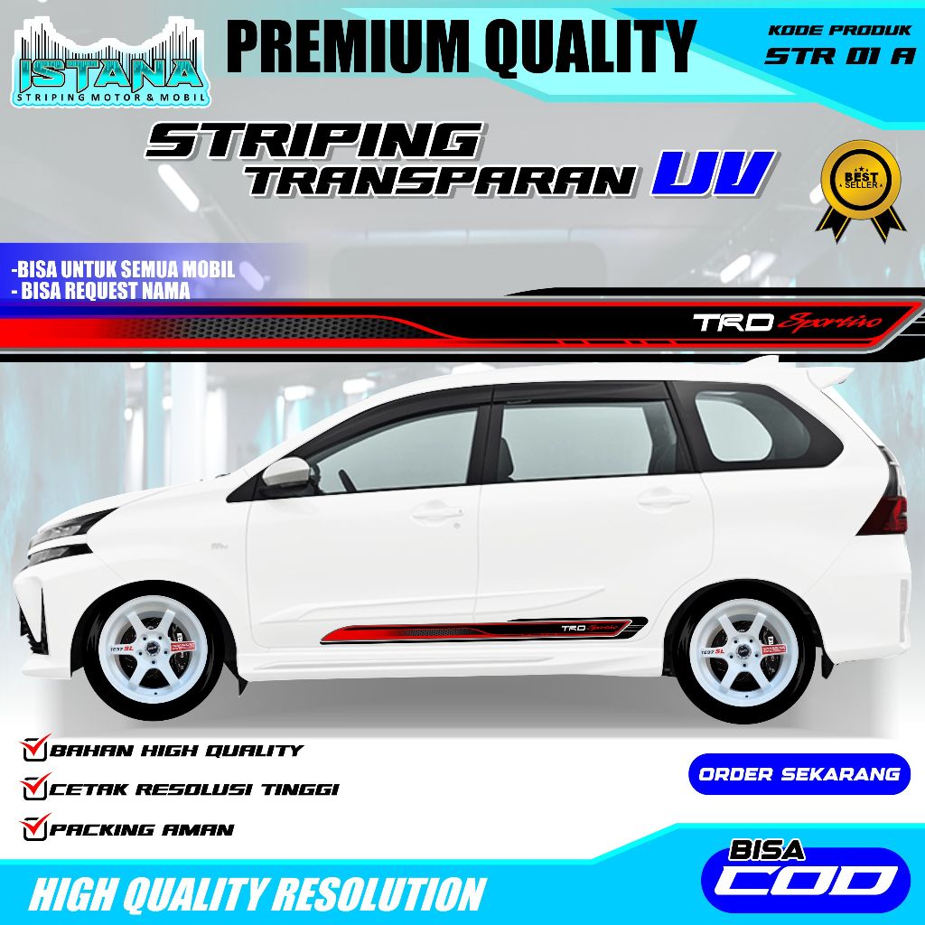 STR 01-STIKER CUTTING MOBIL INOVA PAJERO CALYA AVANZA BRIO AYLA GRATIS CUSTOM NAMA DECAL PINTU MOBIL