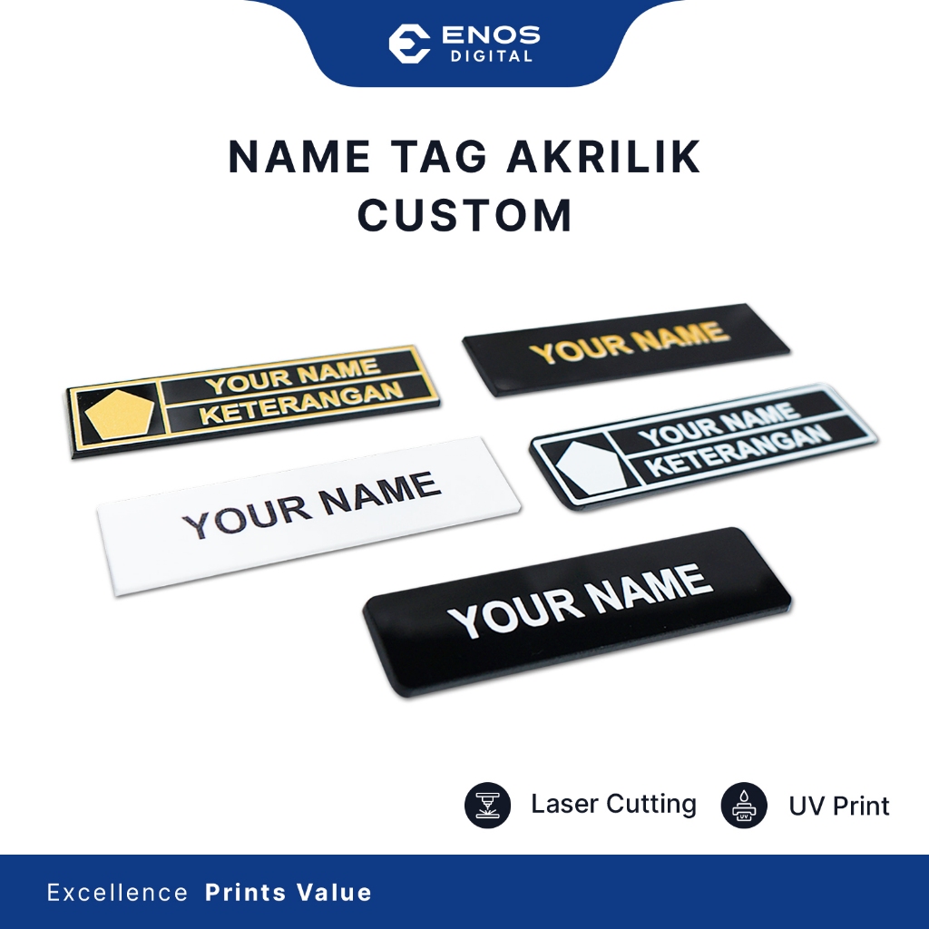 

Nametag Custom Papan Nama Dada Akrilik Acrylic Print UV