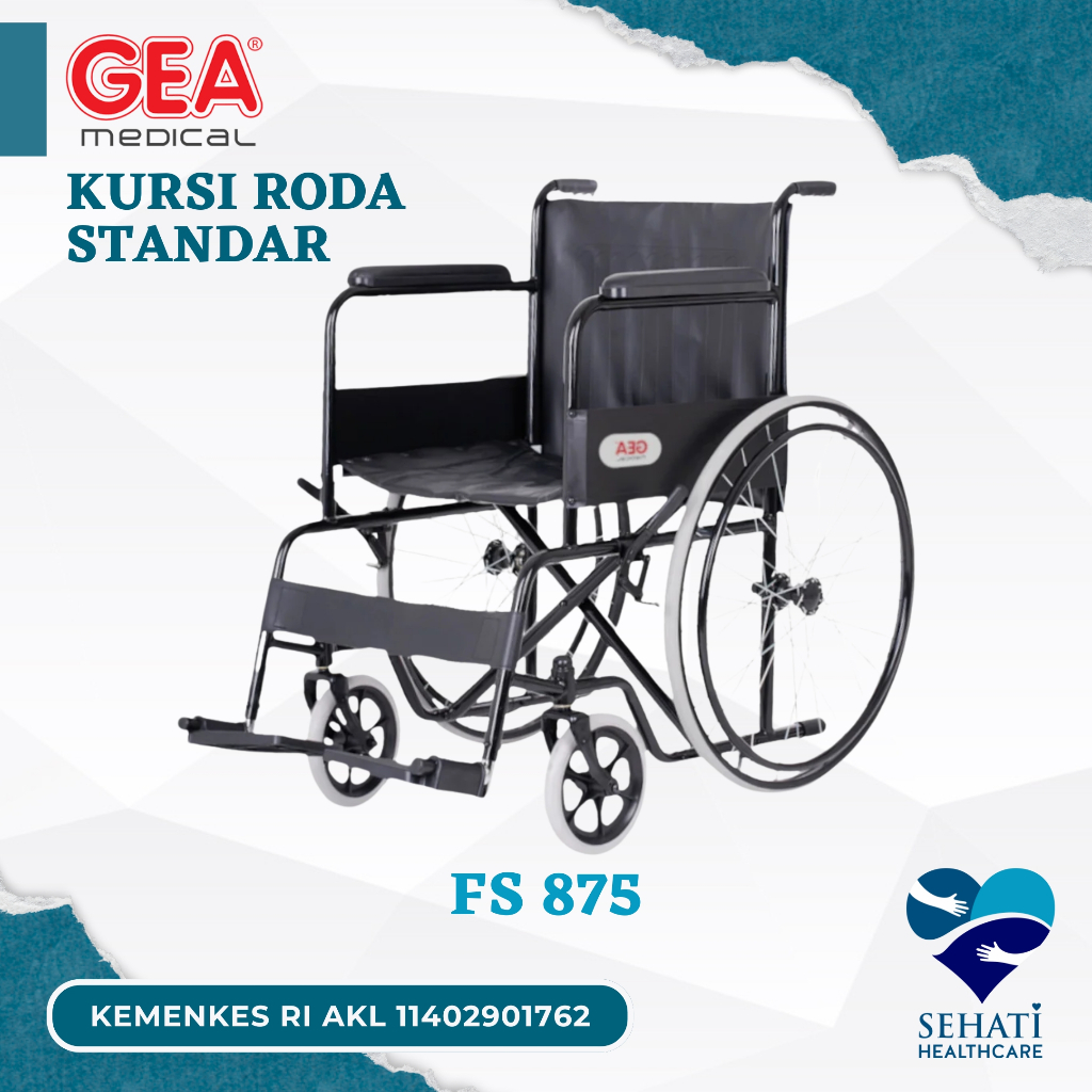 GEA Kursi Roda FS 875 Standard Wheel Chair FS875 Standart Ekonomis Medis Kesehatan
