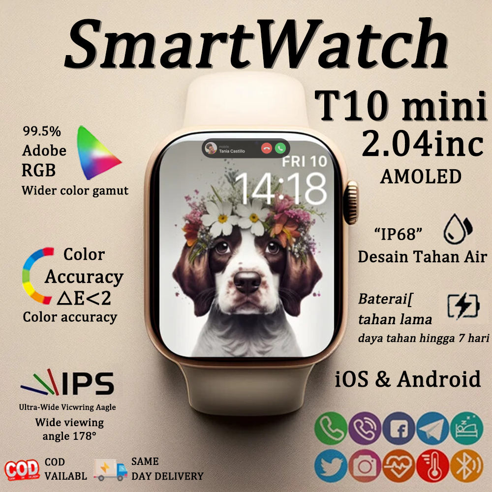 [COD] SmartWatch T10 MINI Original with 2.04" HD AMOLED Display GPS NFC Smartwatch HD touchscreen Ja