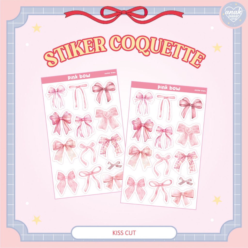 

STIKER COQUETTE - STIKER PINK BOW - STIKER SHEET KISS CUT