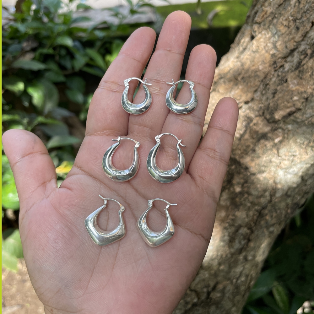 Anting Earrings Silver Perak Bali Hoop Polos Kriul Keranjang Simple Minimalis Asli 925 Wanita Custom