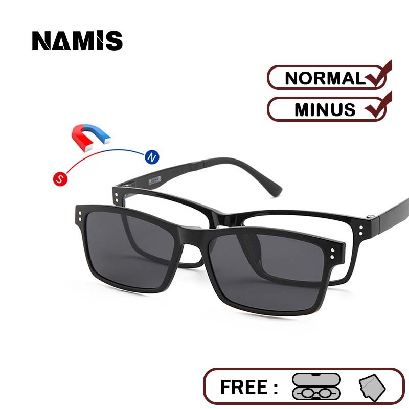 Namis Kacamata Clip On Minus Pria Wanita Hitam Photocromic Bluecromic Anti Blueray Kaca Mata Optik