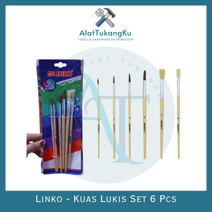 

Linko Kuas Cet Set 6 pcs / Kuas Lukis 1 Set isi 6 pcs