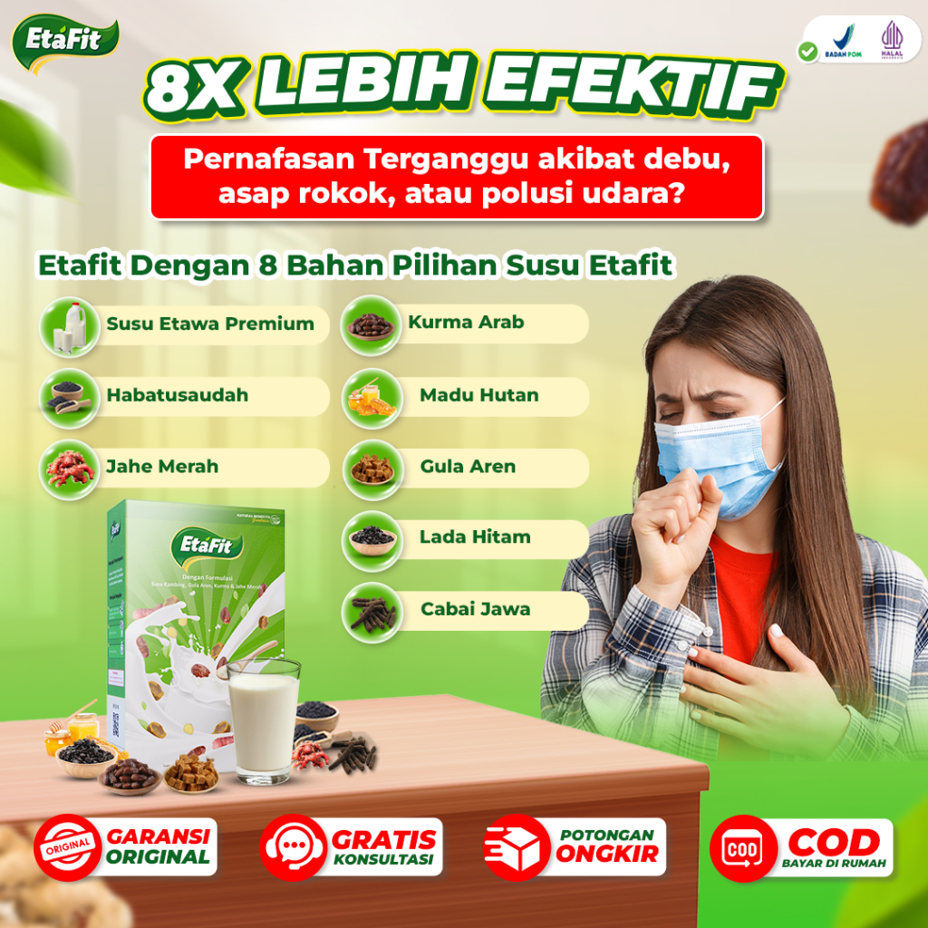 

ETAFIT Detox iritasi polusi udara asap rokok & zat berbahaya - Susu Kambing Etawa Asli 100% Original