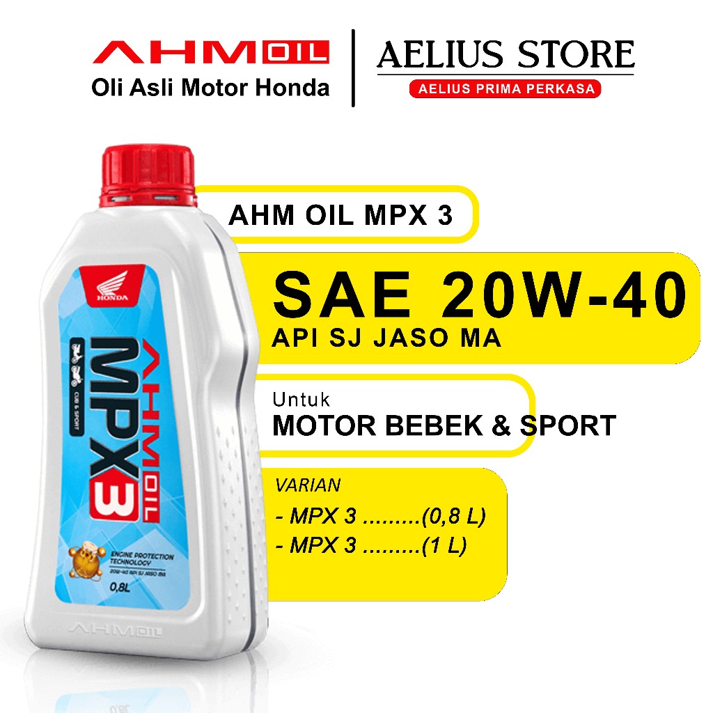 AHM OIL MPX3 20W-40 OLI MESIN MOTOR HONDA ASLI ORIGINAL AHM