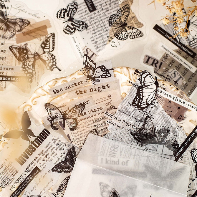 

[Artopia] 10pcs Sticker Butterfly Island Dream BID Frame Black White Hitam Putih Stiker Kupu