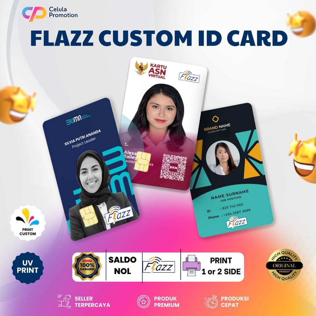 

Id card name tag Flazz BCA Print custom member card saldo nol kualitas premium print uv