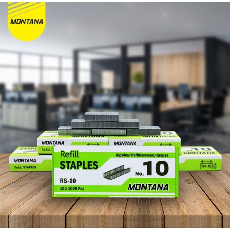 

( 1 box besar ) ISI STEPLES NO 10 - MONTANA RS 10 / isi 10 pak kecil