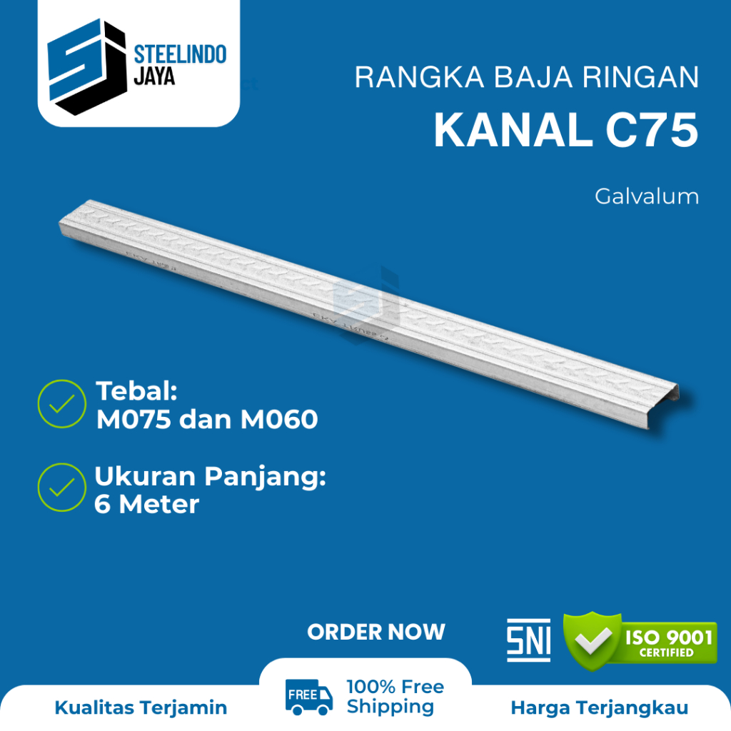 Baja Ringan Kanal C 75 Panjang 6 Meter Galvalum